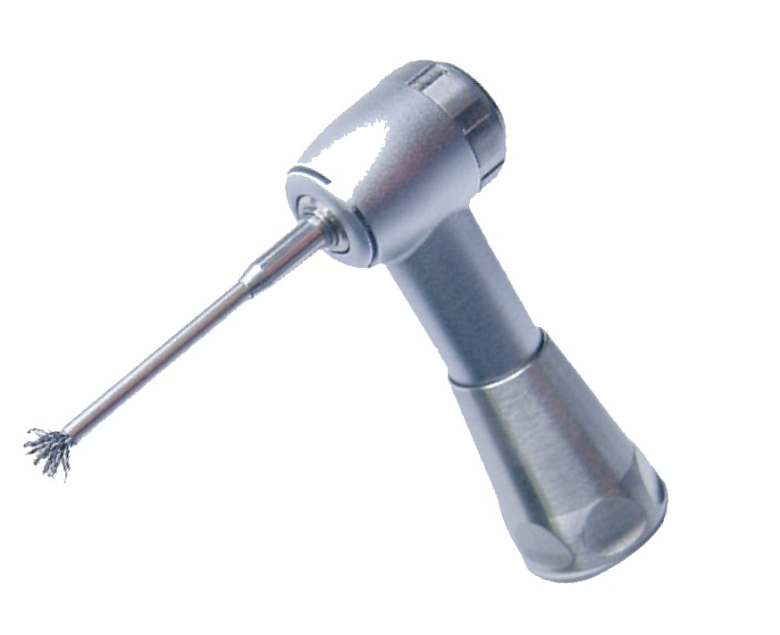 NiTi Brush POCKET mounted in an implant handpiece
